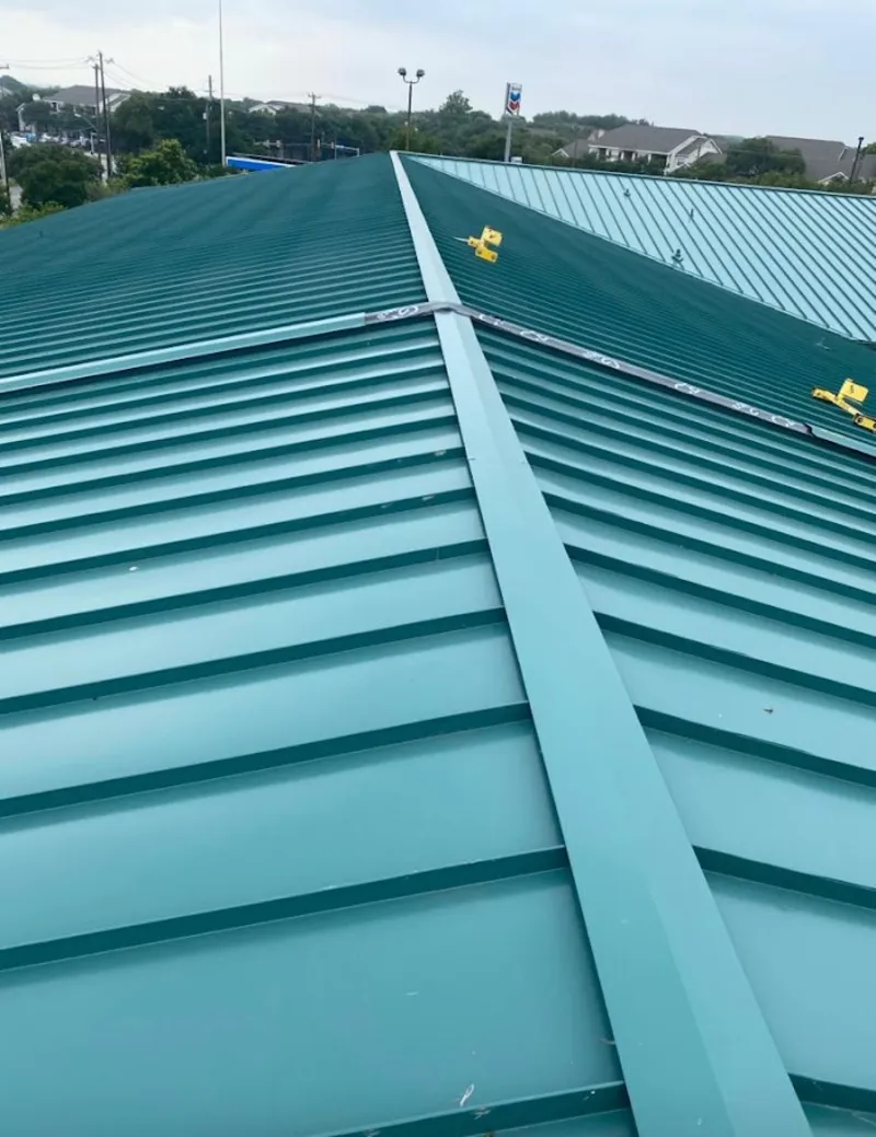 Green commercial metal roof ridge and valley for Metal Roof Repair in Troy